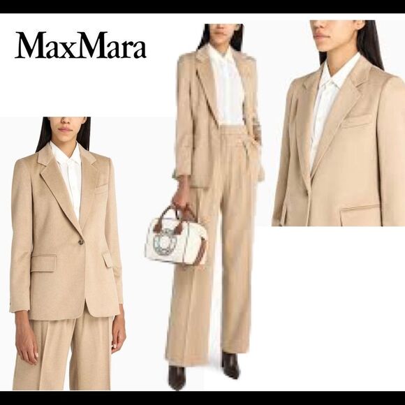 MAXMARA NWOT tan camel caramel brown 100% wool blazer Sz 14 - Picture 1 of 15